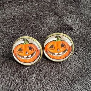 Halloween Pumpkin Stud Earrings Retro Jack O’Lantern